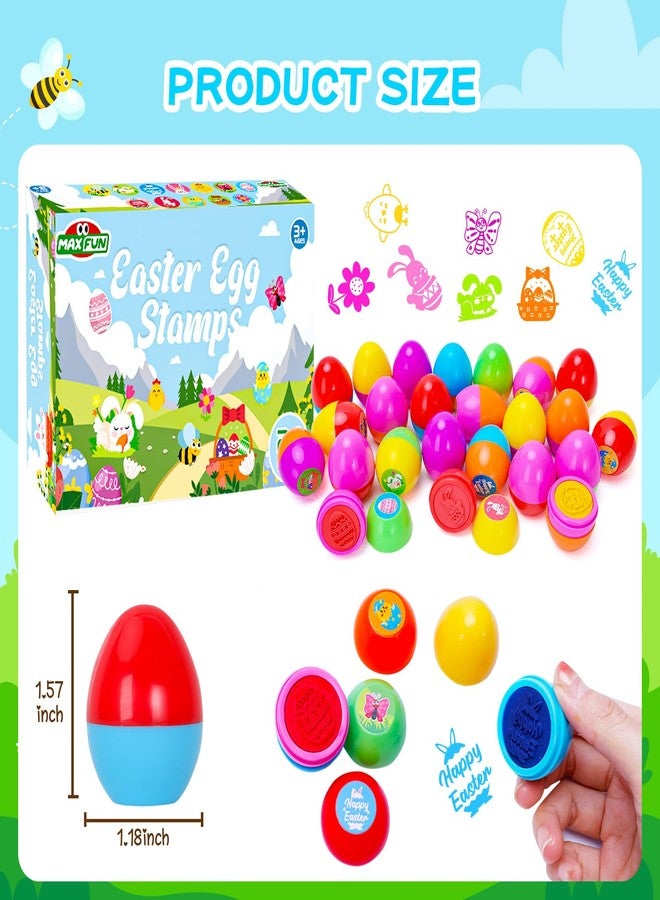 ماكس فن مجموعة ماكس فن المكونة من 24 قطعة من طوابع بيض عيد الفصح المعبأة مسبقًا مع 24 ملصقًا لعيد الفصح، مثالية للعبة البحث عن بيض عيد الفصح للأطفال، وحشو سلال عيد الفصح، وأكياس الهدايا. - Image 4